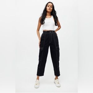 BDG Relaxed Skater Jean in Black with White Contrast Stitching